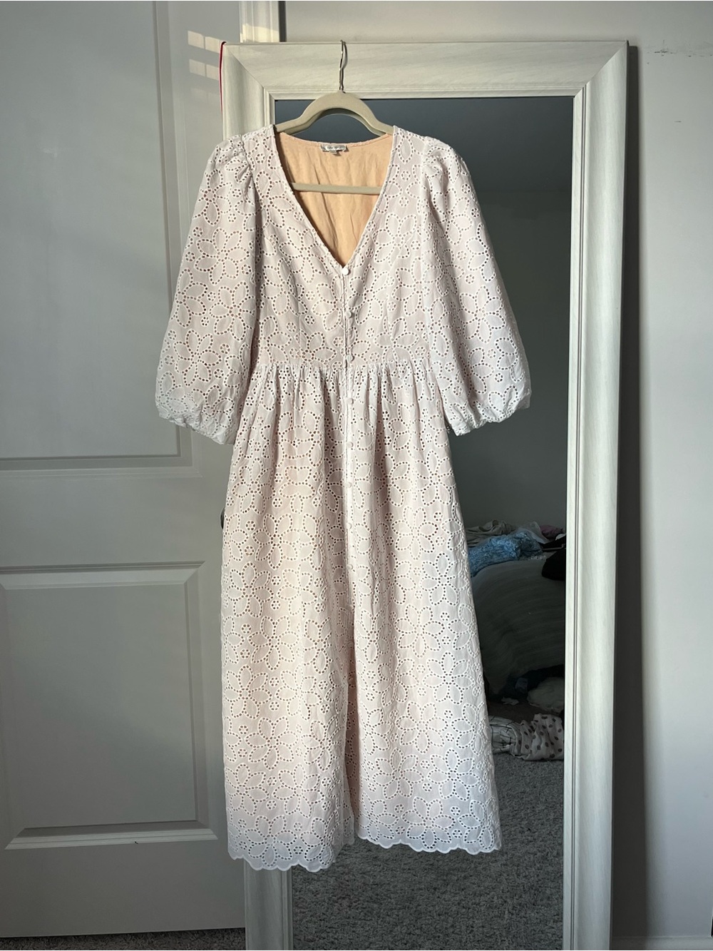 Tyler Boe Eyelet V-Neck Midi Dress